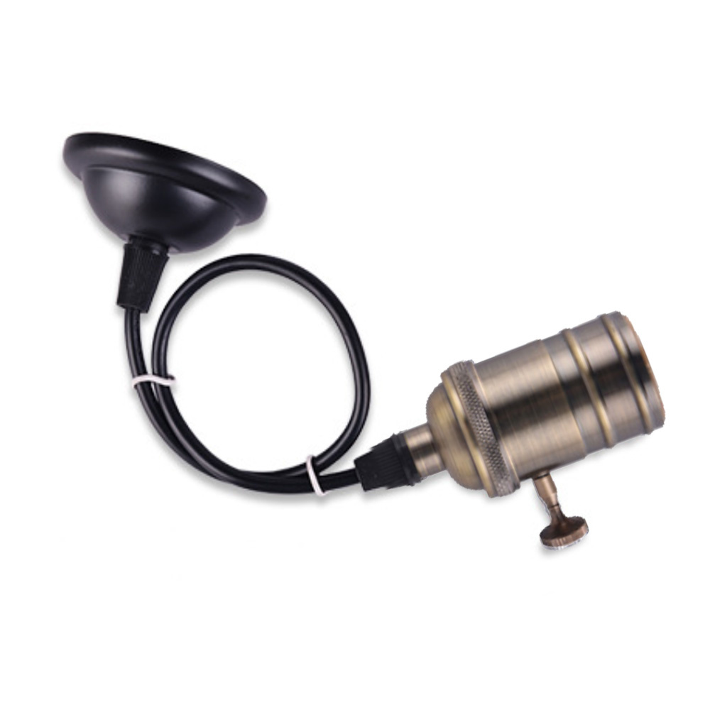 LED hanglamp vintage | pendel lamphouder E27 | industrieel draaiknop | antiek brons 120cm