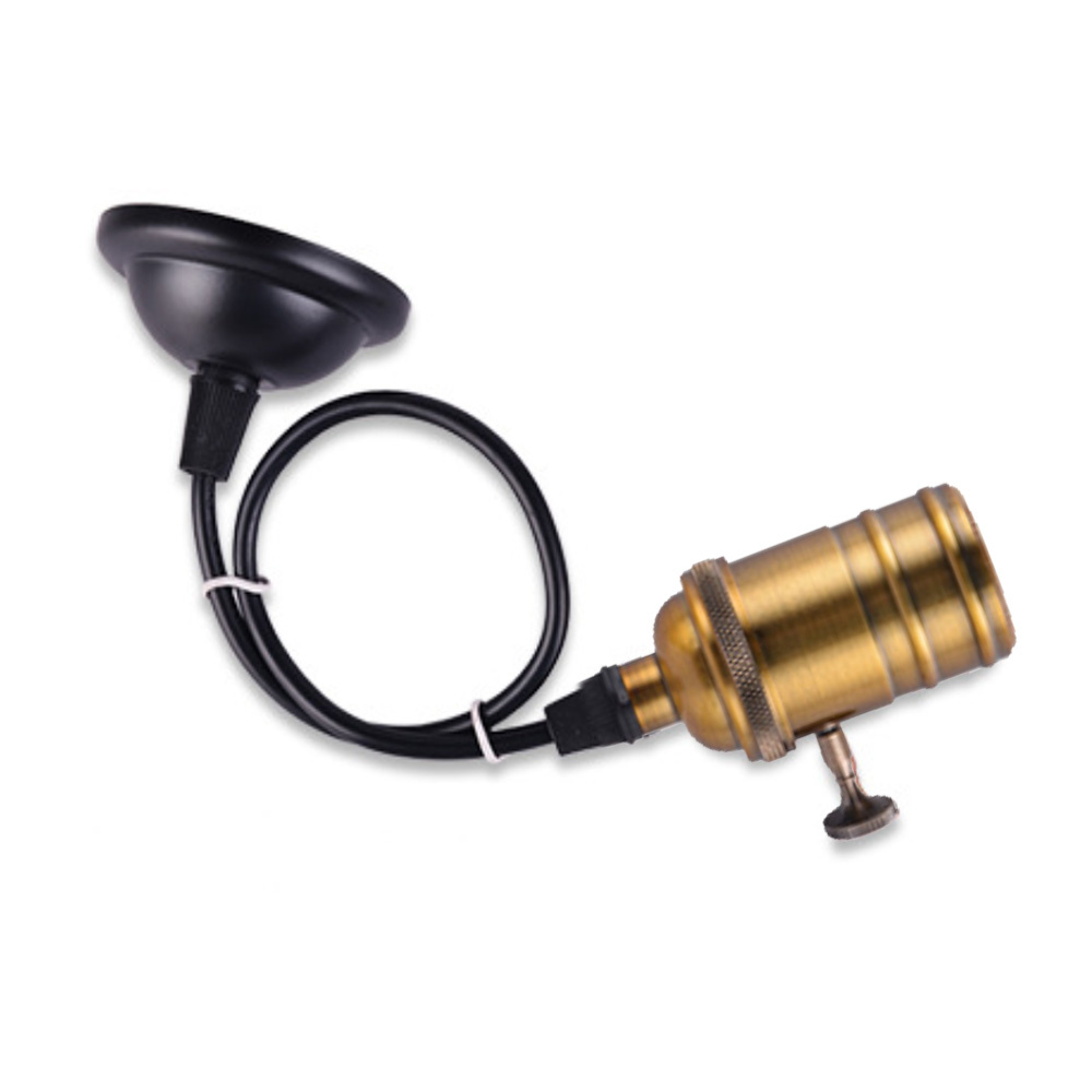LED hanglamp vintage | pendel lamphouder E27 | industrieel draaiknop | goud 120cm