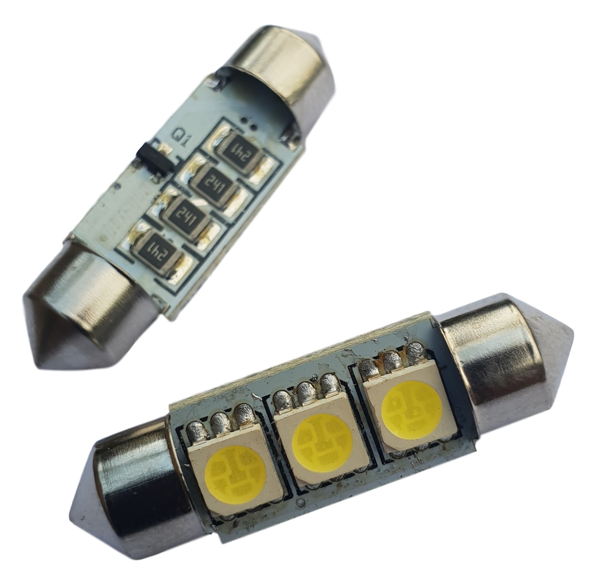 C5W 42mm 2 stuks, 3-SMD xenon wit 6500K, CAN-BUS