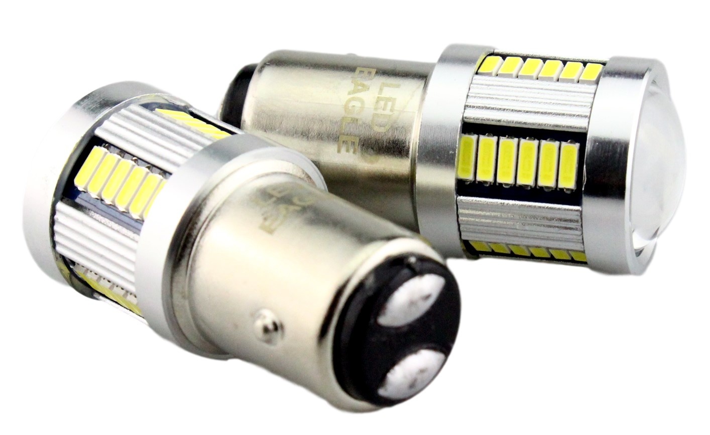BAY15D - 1157 - autolamp set | 2x 36-SMD LED daglichtwit 6000K met lens | 12V - 24V - 3W