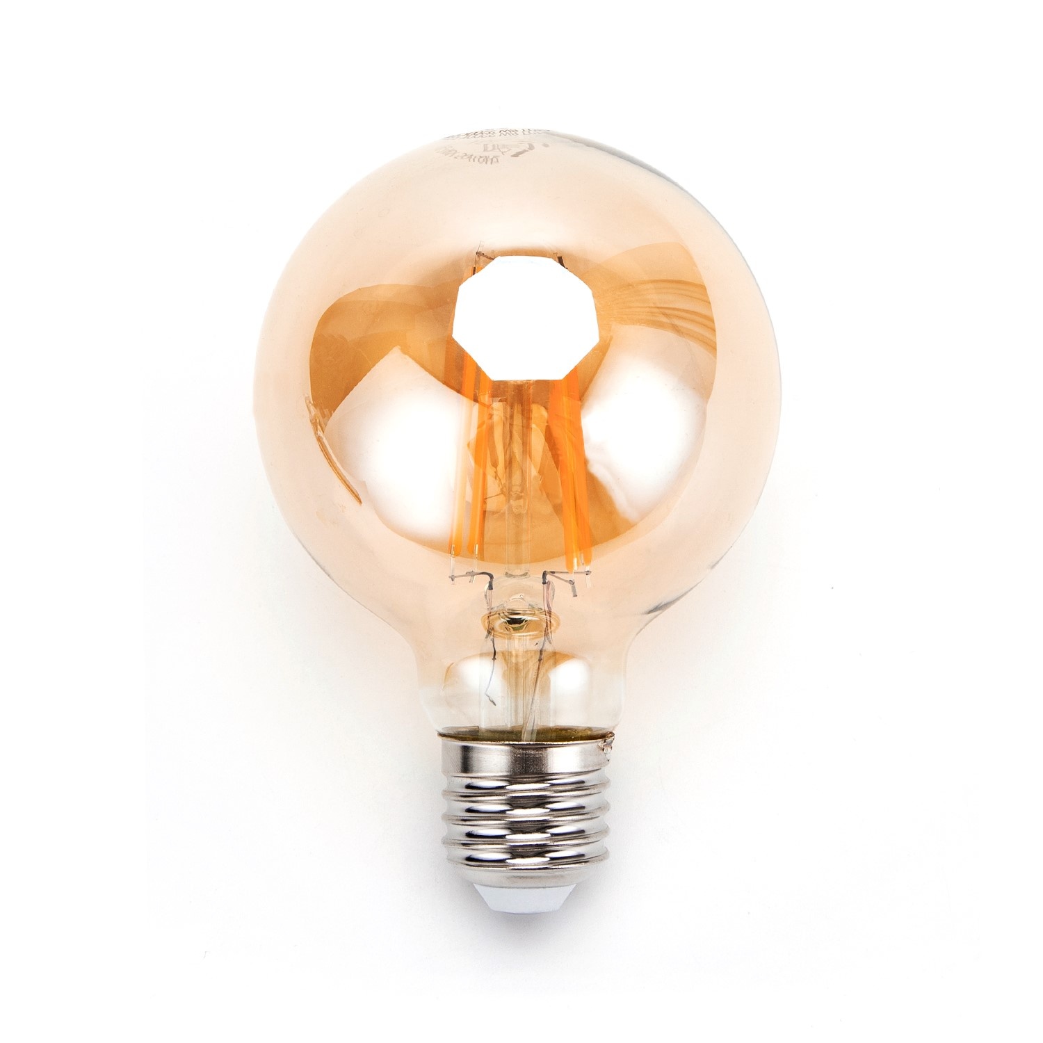 Globe gloeilamp G80 - E27 - amber glas | 6W=45W | flame filament 2200K