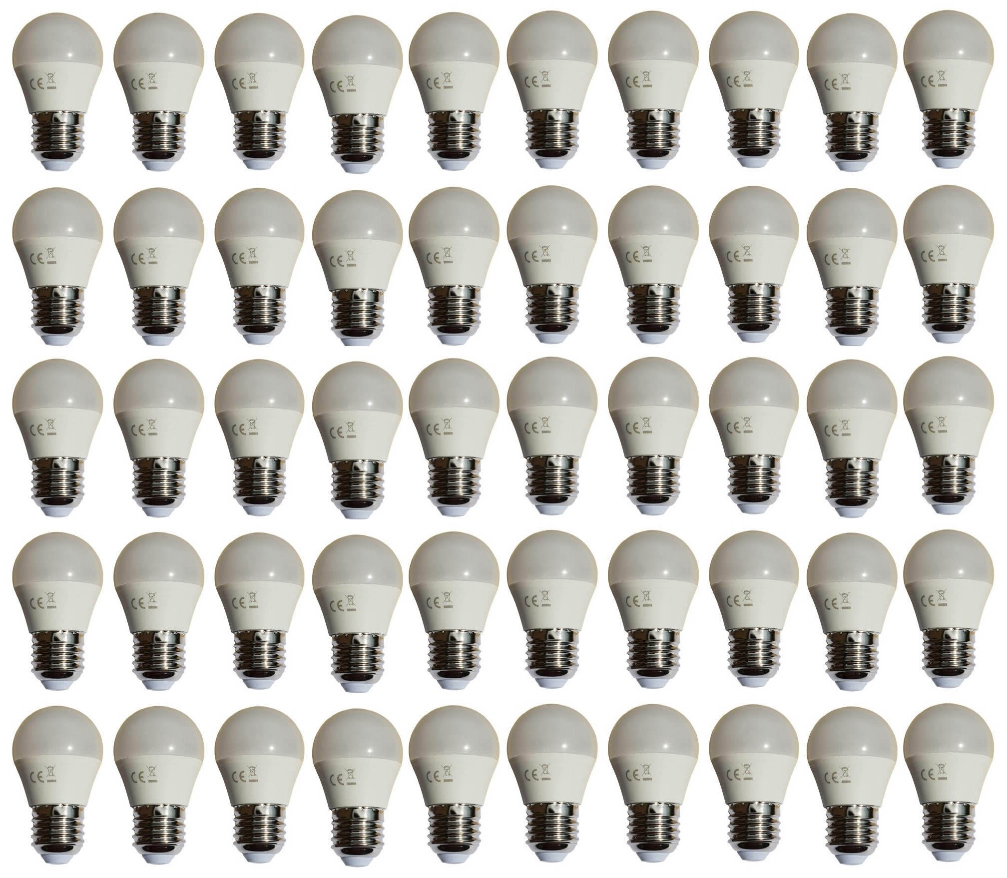 G45 kogellamp 50 stuks | E27 LED 6W=50W gloeilamp | daglichtwit 6400K