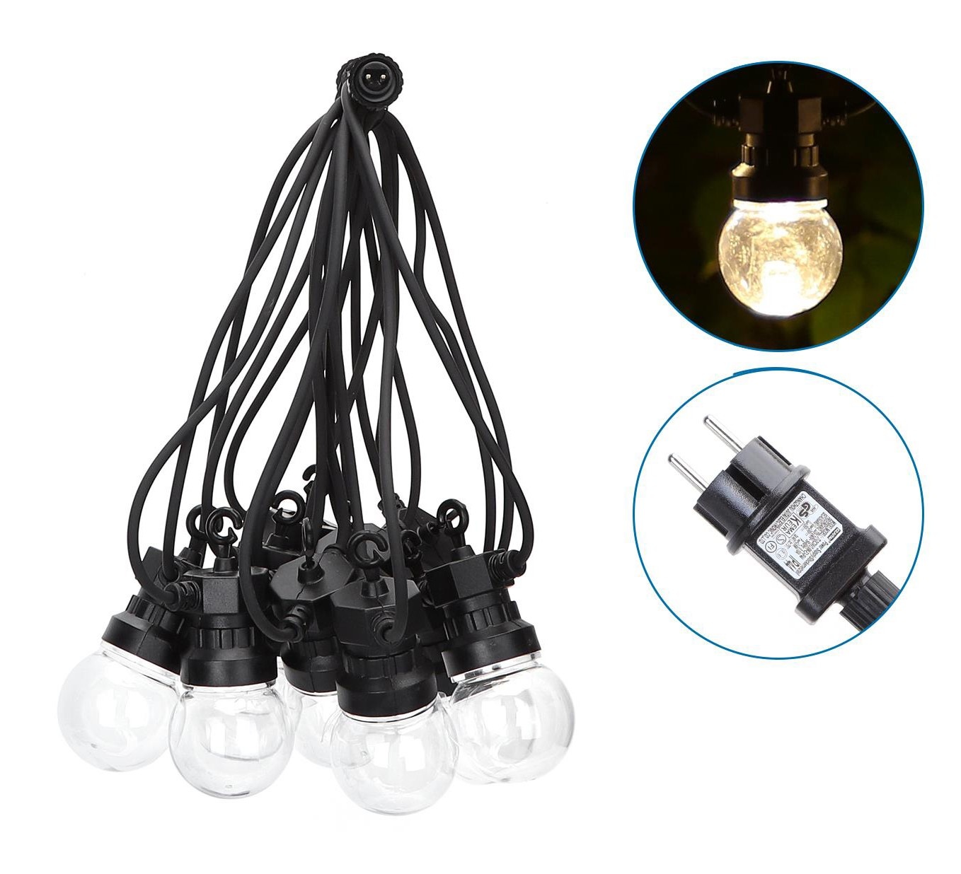 Prikkabel 10 x lamp helder - warmwit | 8 meter - koppelbaar - verlengbaar | sproeidicht IP44 | 230VAC