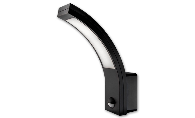 Buitenlamp Diron zwart RAL 9005 + PIR bewegingssensor | LED 10W - 750 Lumen | koelwit 4000K | waterdicht IP54