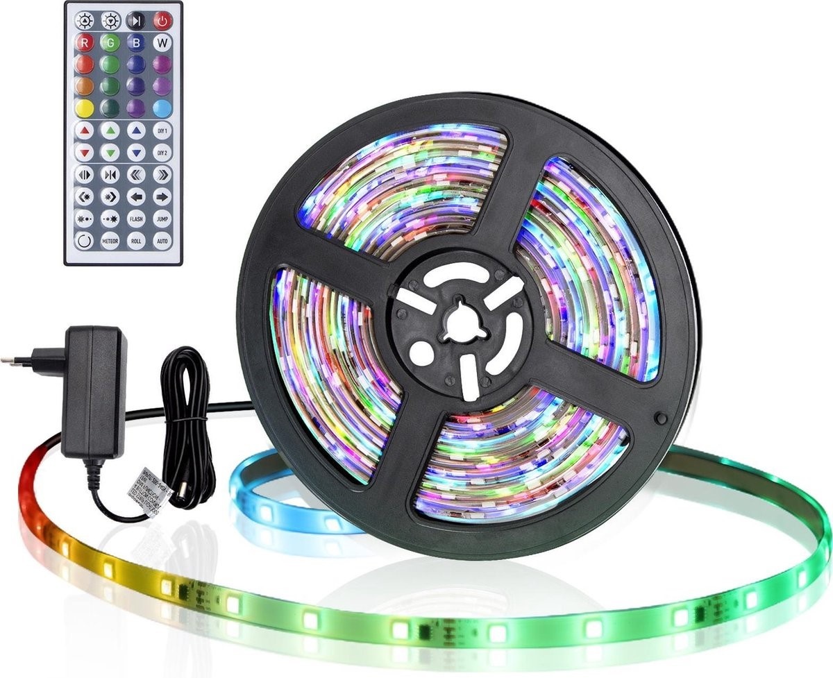 LEDstripSET digitaal RGB | 12V DC - 30 LED's/m | incl driver en afstandsbediening | waterdicht IP65 | 5 meter