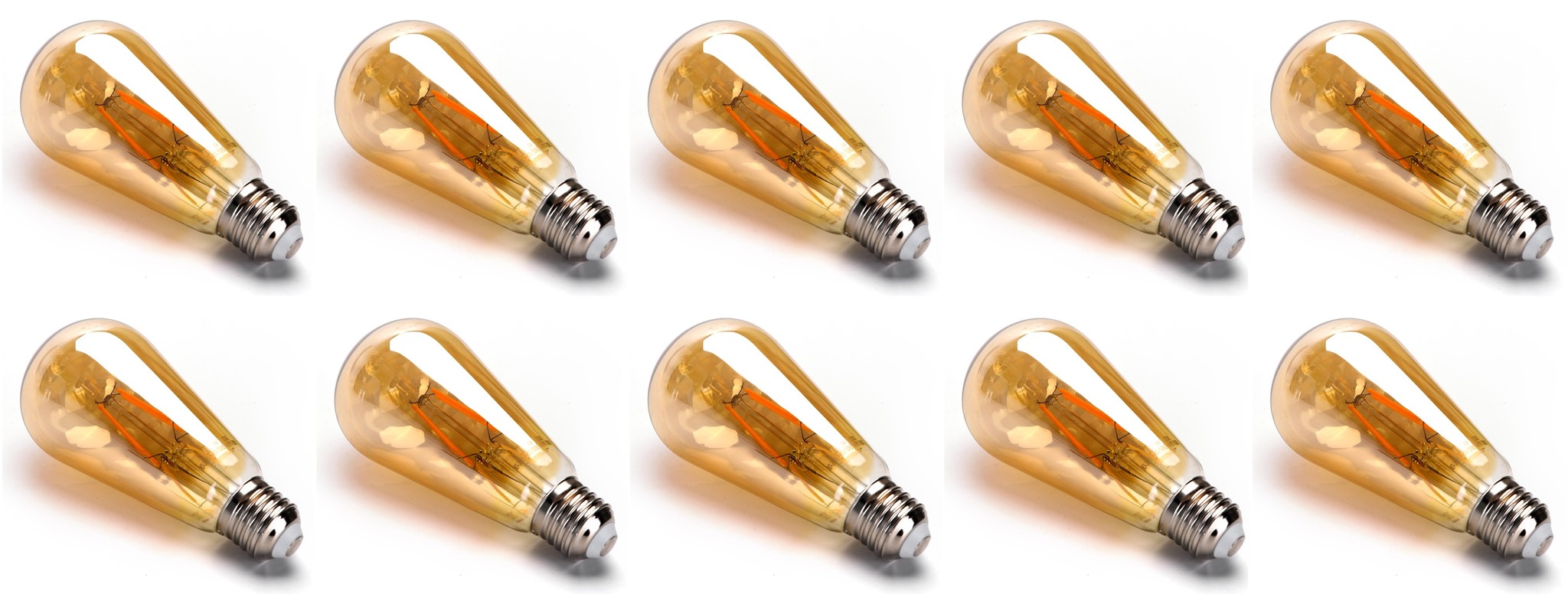 Kooldraadlamp - 10 stuks - E27 Edison ST64 - amber glas | LED 4W=38W gloeilamp | FLAME filament 2200K