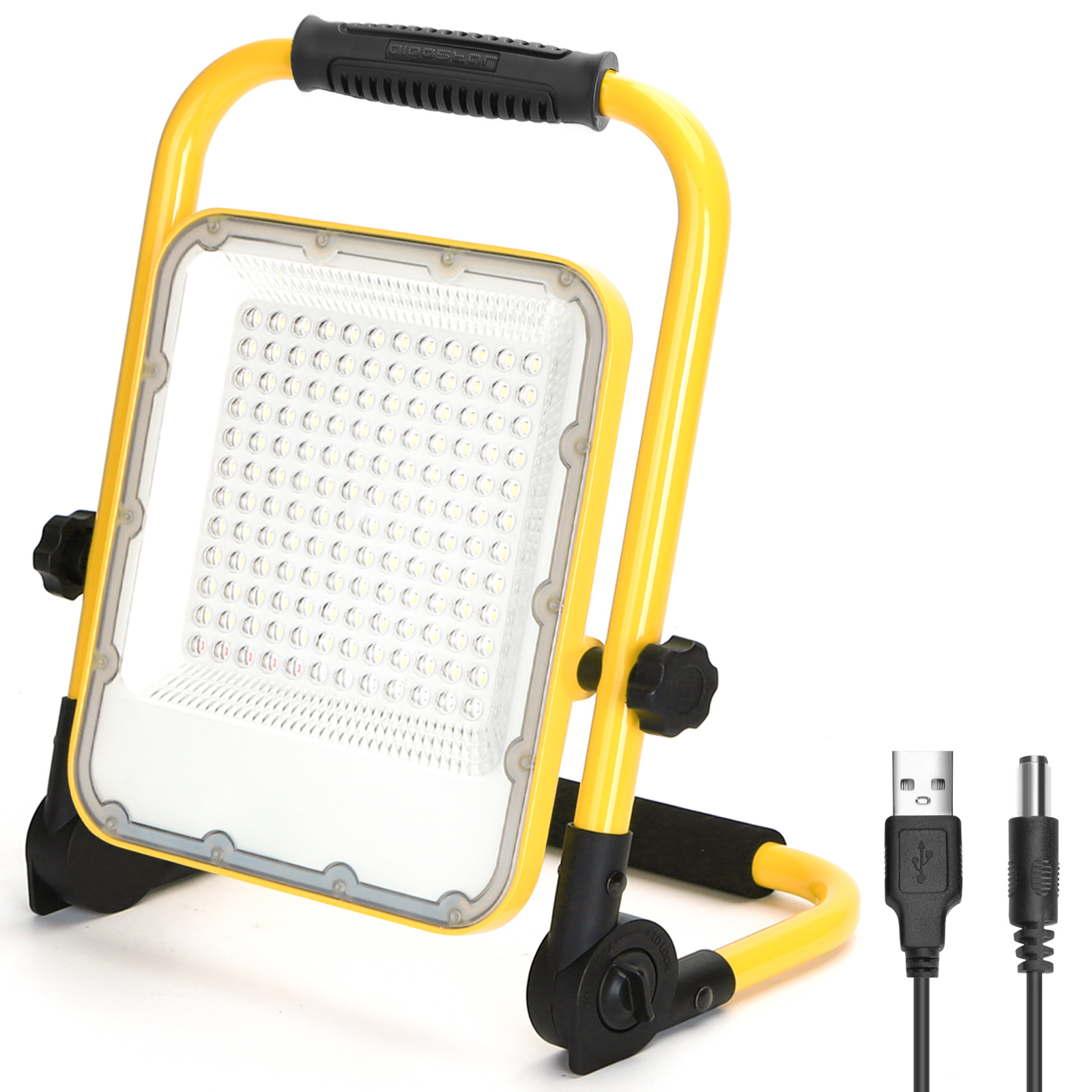 Bouwlamp - werklicht oplaadbaar - USB | LED 100W=250W schijnwerper | daglichtwit 6500K - 3 standen + flits blauwrood | waterdicht IP65