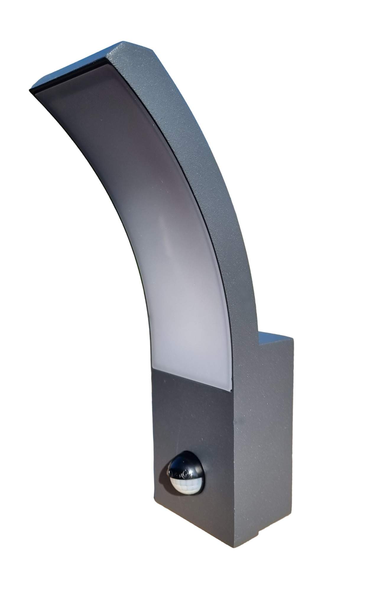 Buitenlamp Loreto zwart/grijs RAL 7021 + PIR bewegingssensor | LED 9W - 500 Lumen | koelwit 4000K | waterdicht IP54