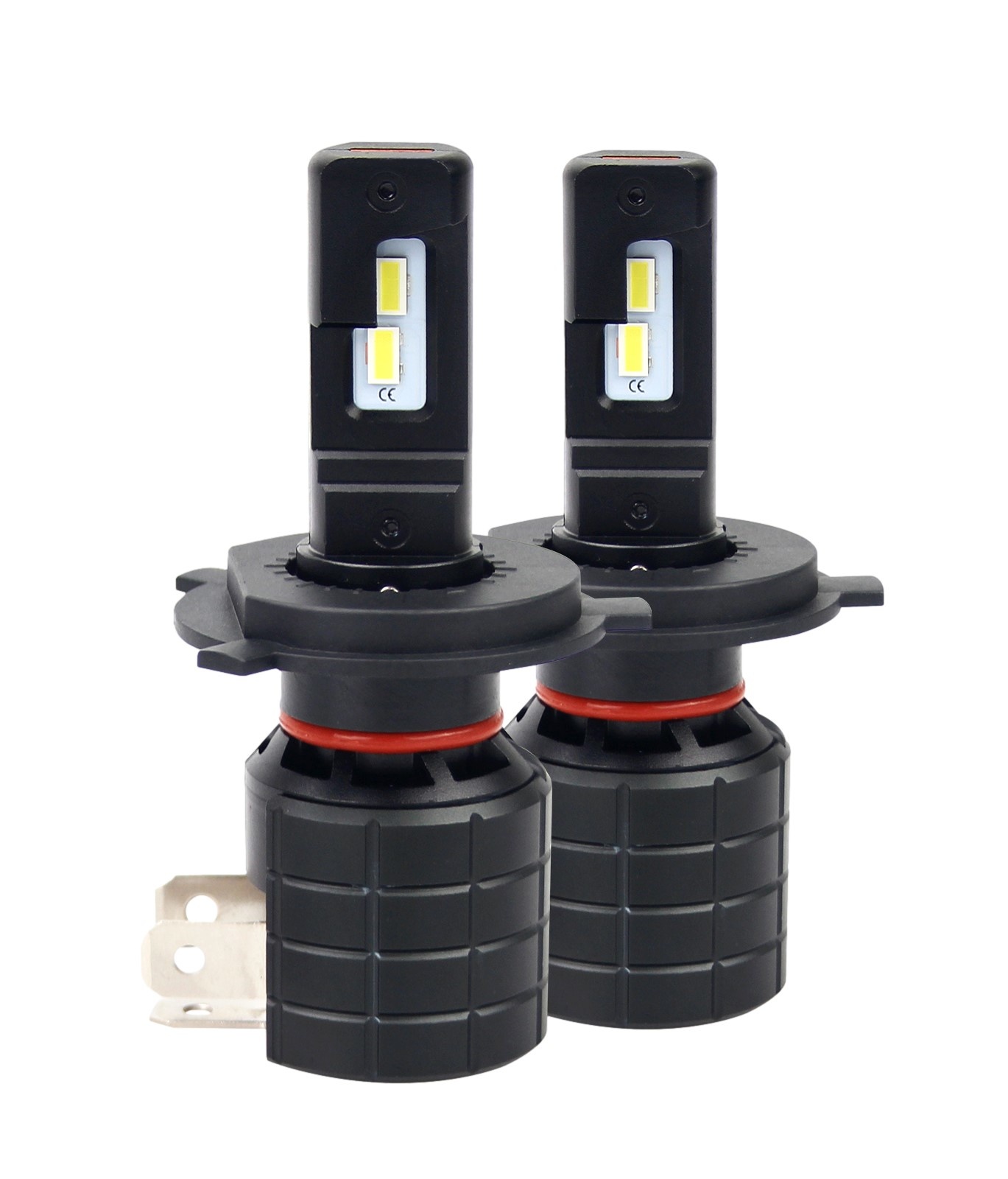 H4 koplamp set | 2x 4-SMD LED daglichtwit 6000K - 5000 Lm/stuk | CAN-BUS 12V - 24V DC