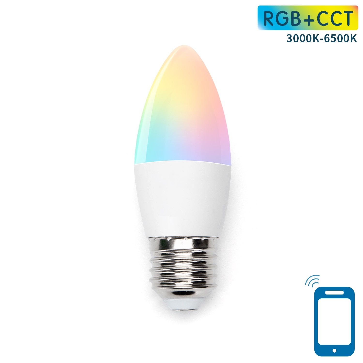 Vrijwel Overjas lijn Kaarslamp E27 WiFi RGB+CCT 3000K-6500K | RGB - warmwit - daglichtwit - LED  7W=42W gloeilamp