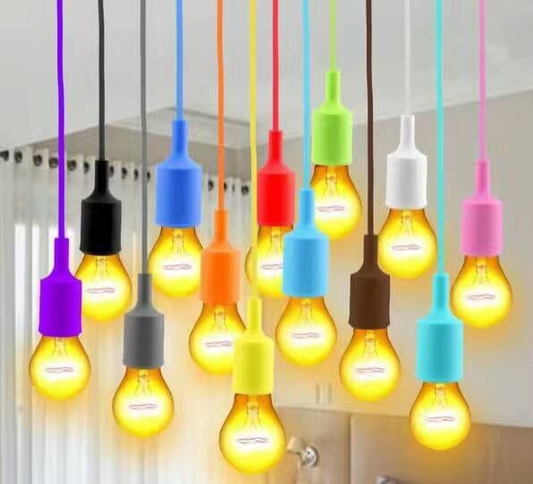 Mediaan Trek Uitrusten LED pendel hanglamp | siliconen E27 | strijkijzersnoer | blauw