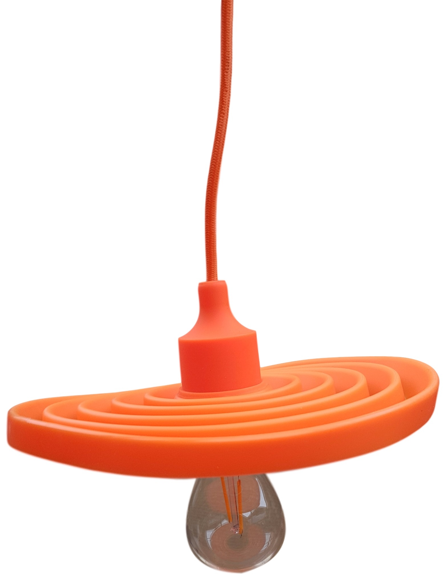 beroemd bodem Millimeter LED pendel hanglamp | siliconen E27 | strijkijzersnoer | oranje