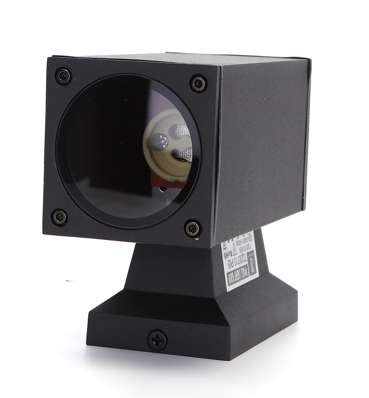 Buitenlamp vierkant zwart | enkele GU10 lampvoet voor één spot | waterdicht IP65