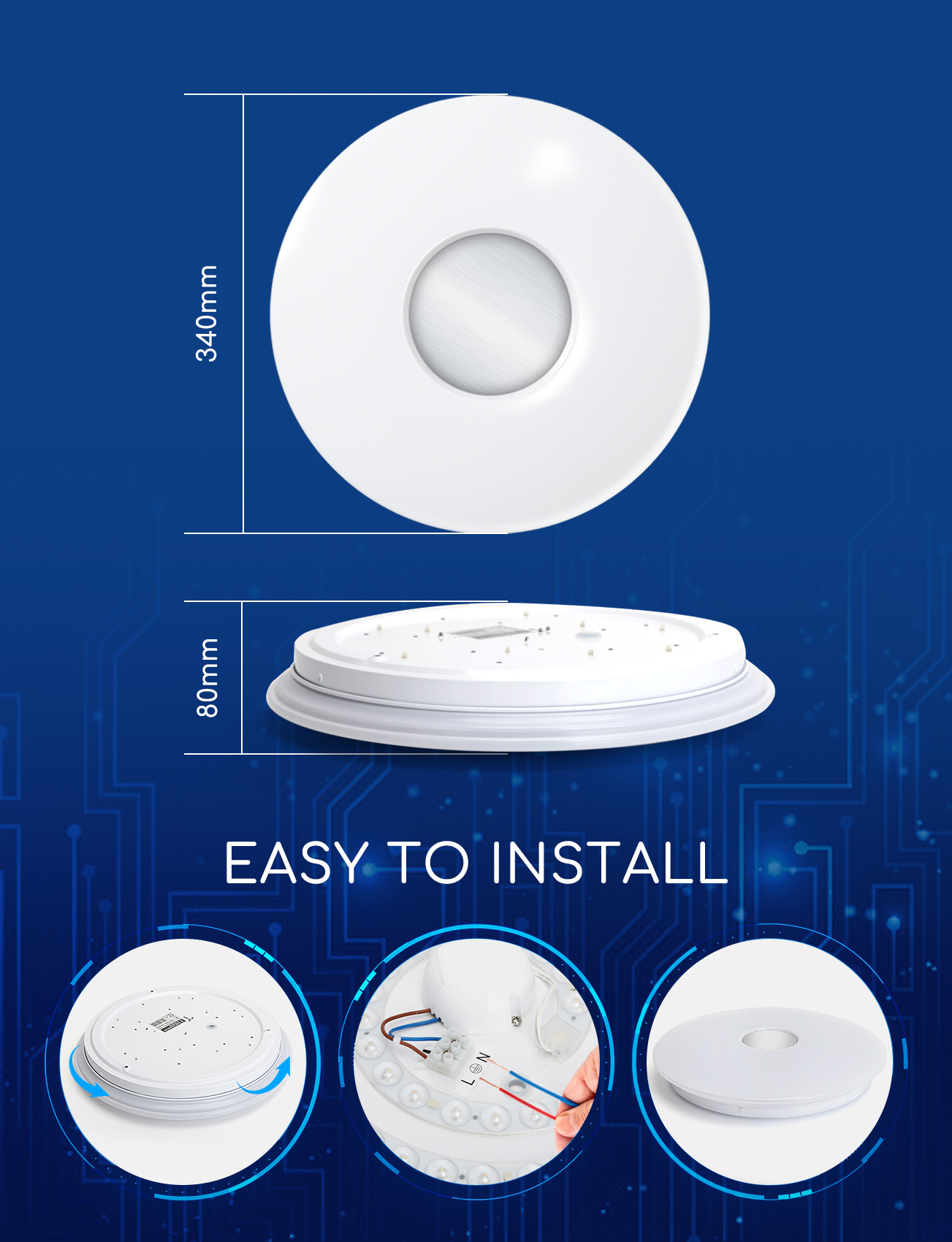 Plafondlamp Ø 34cm WiFi RGB+CCT 3000K-6500K | RGB - warmwit - daglichtwit - LED 18W=130W gloeilamp