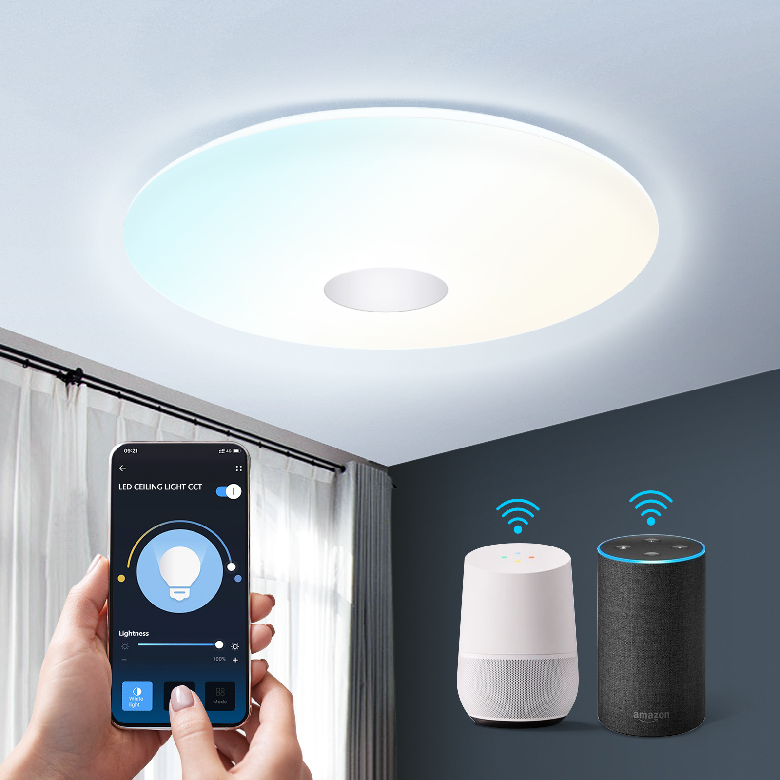 Plafondlamp Ø 34cm WiFi RGB+CCT 3000K-6500K | RGB - warmwit - daglichtwit - LED 18W=130W gloeilamp