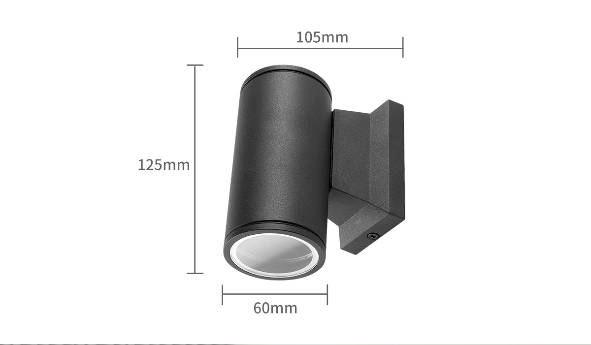 Buitenlamp rond zwart | enkele GU10 lampvoet voor één spot | waterdicht IP65