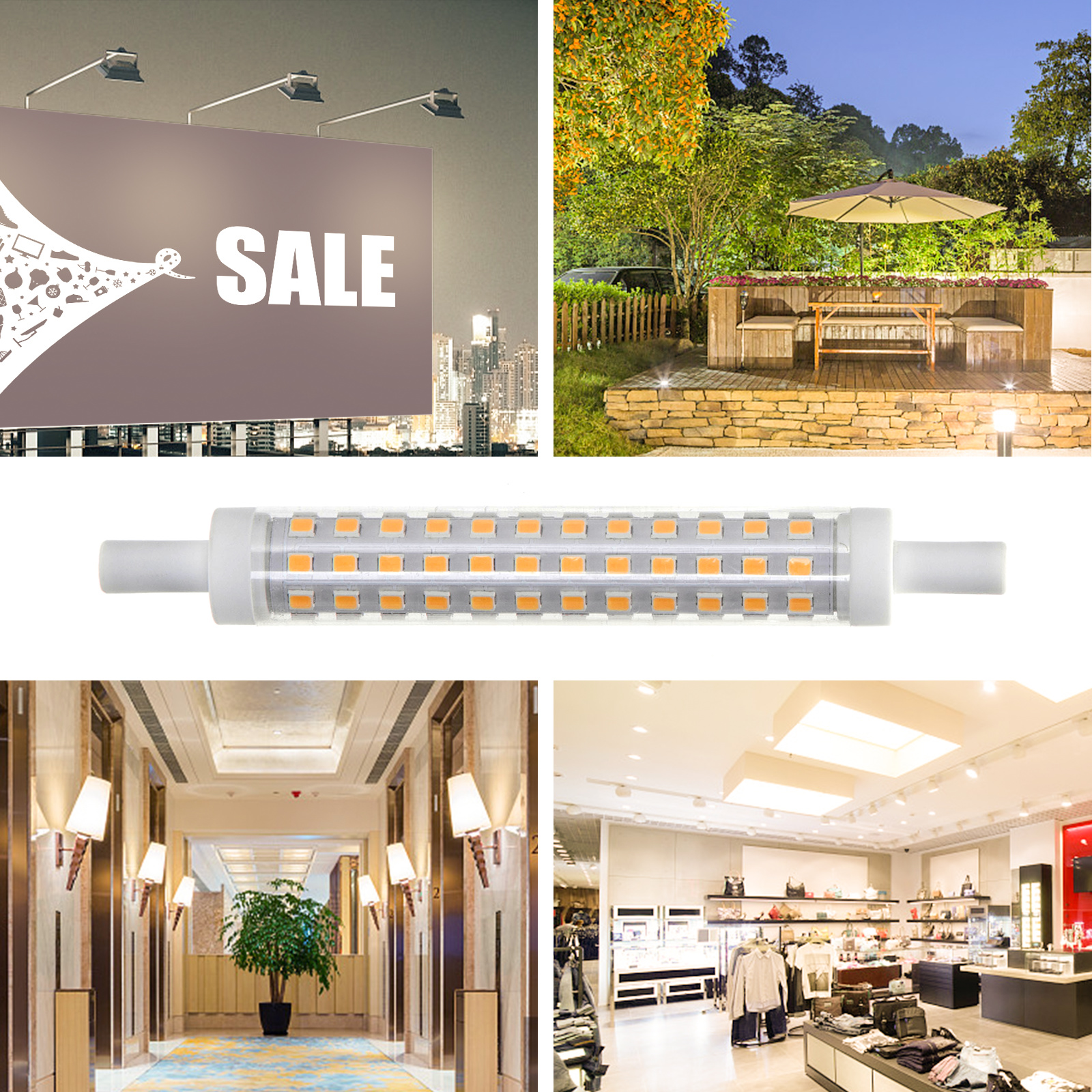 R7s staaflamp warmwit 2700K dimbaar - triac | 118mmx15mm - LED 10W=90W halogeen - 950~1000 Lumen