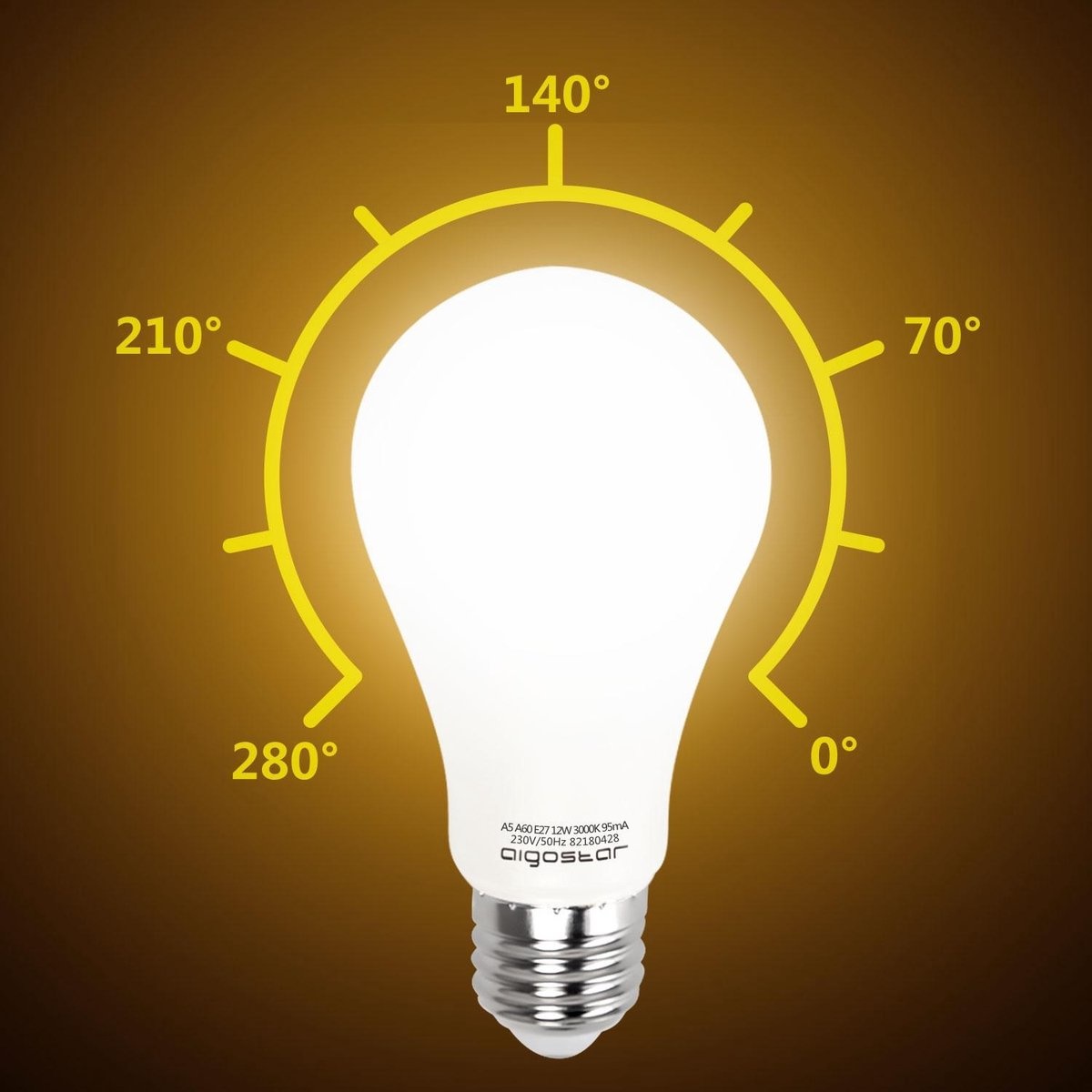 Gloeilamp E27 5 stuks warmwit | LED 12W=100W halogeenlicht | 3000K - 230V