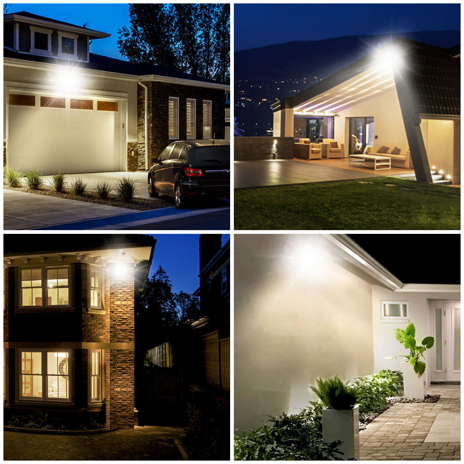 Buitenlamp zwart met IR sensor | LED 30W=300W halogeen schijnwerper | koelwit 4000K | waterdicht IP65