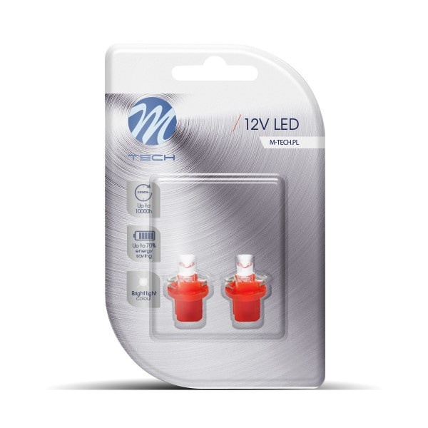 B8.5d auto lamp 2 stuks rood | LED dashboardverlichting - klokken - schakelaars | 12V DC