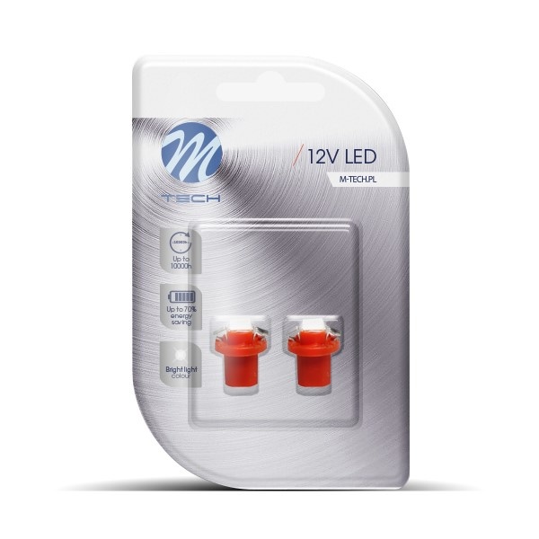 B8.5d auto lamp 2 stuks rood | LED dashboardverlichting - klokken - schakelaars | 12V DC