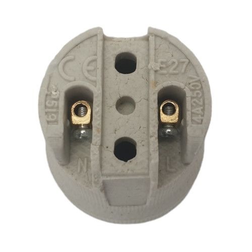 E27 fitting 12V - 250V | grote keramische lamphouder | wit/beige