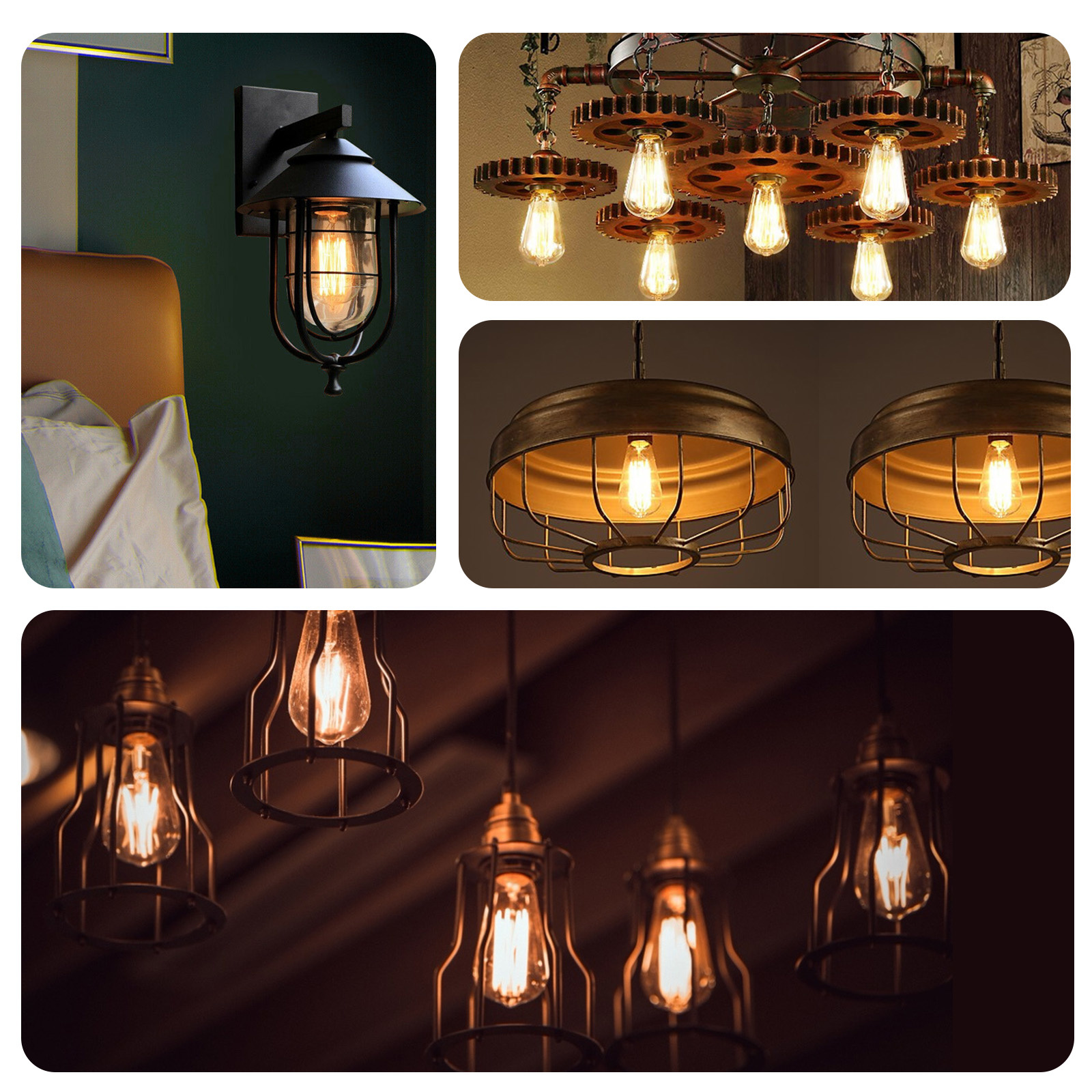 Kooldraadlamp E27 Edison ST64 - amber glas | LED 4W=38W gloeilamp | FLAME filament 2200K