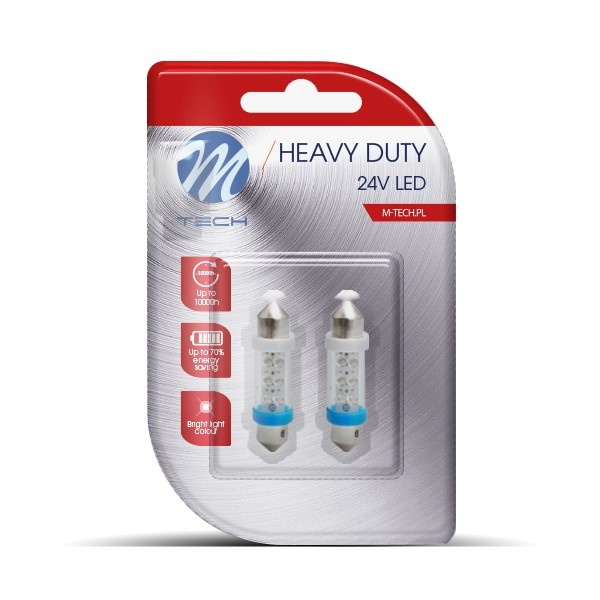 C5W autolamp 2 stuks 41mm blauw | LED festoon SV8.5 0.53W - 24V DC