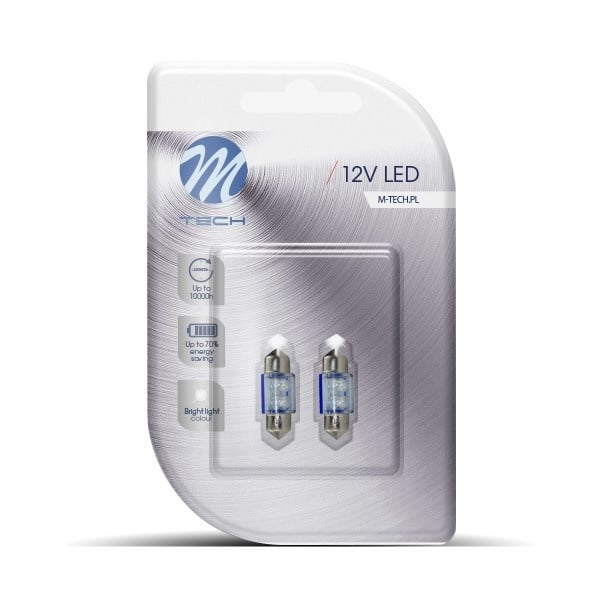C5W autolamp 2 stuks 31mm blauw | LED festoon SV8.5 0.13W - 12V DC