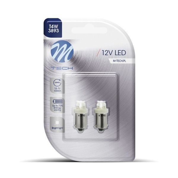 BA9s auto lamp 2 stuks T4W wit | LED kentekenverlichting/signaalverlichting | 12V DC