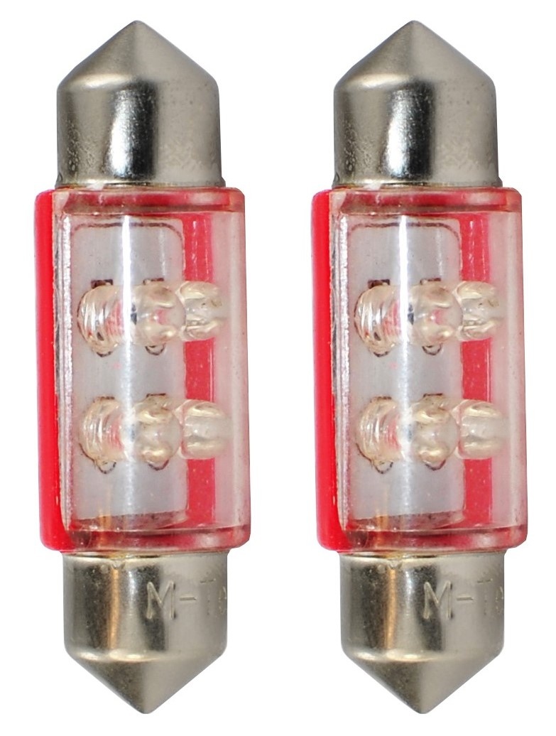 C5W autolamp 2 stuks rood | LED festoon 36mm | SV8.5 0.27W - 12V DC