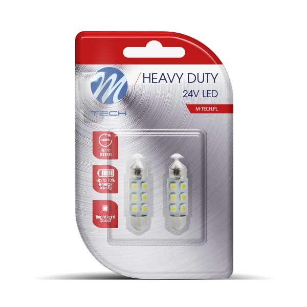 C5W autolamp 2 stuks 36mm blauw | LED festoon 6-SMD (Osram) SV8.5 0.77W - 24V DC