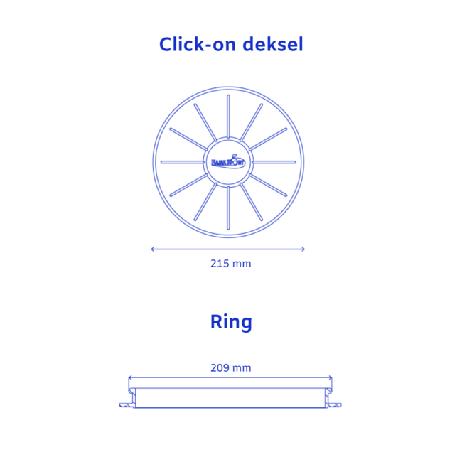 Kajak Sport Deksel Click-on, rond, 20 cm.