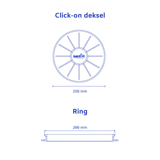 Kajak Sport Deksel Click-on, rond, 24 cm.