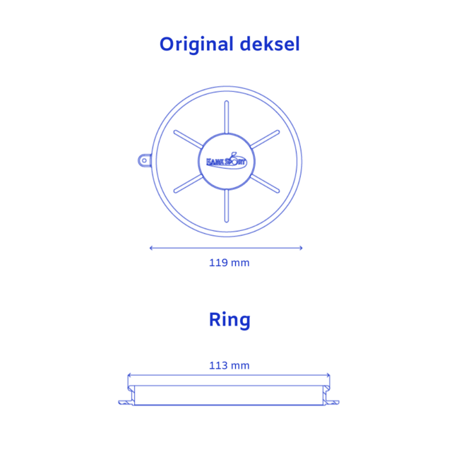 Kajak Sport Deksel Original, rond, 10 cm.