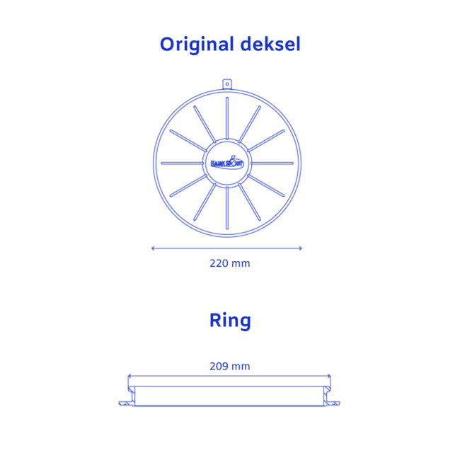 Kajak Sport Deksel Original, rond, 20 cm.