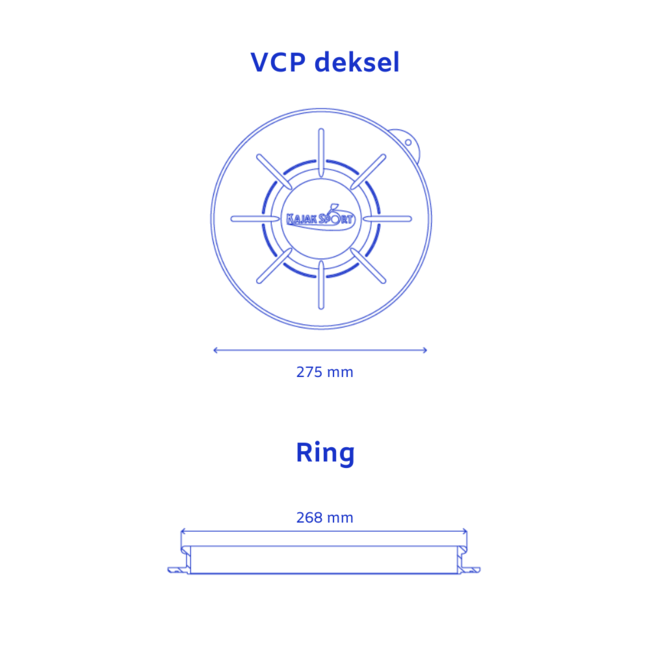 Kajak Sport Deksel Original VCP Club P.E. rond, 25.5 cm.