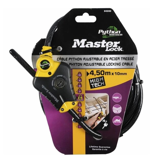 Master Lock Python Anti Diefstal Kabel met slot, 4.5 mtr