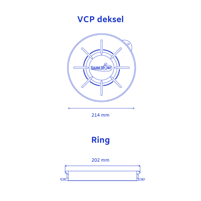 Kajak Sport Deksel VCP, rond, 19.5 cm.