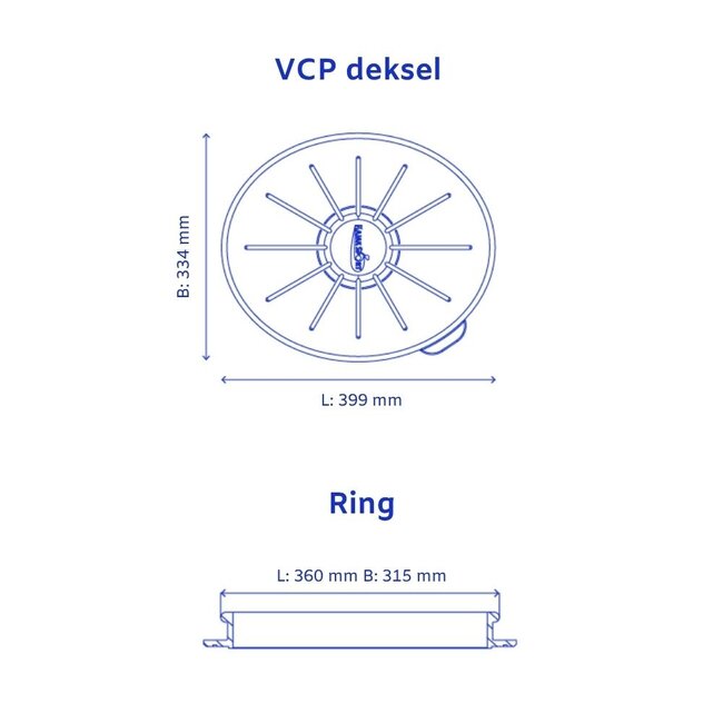 Kajak Sport Deksel VCP Club P.E. Ovaal, 34/30 cm.