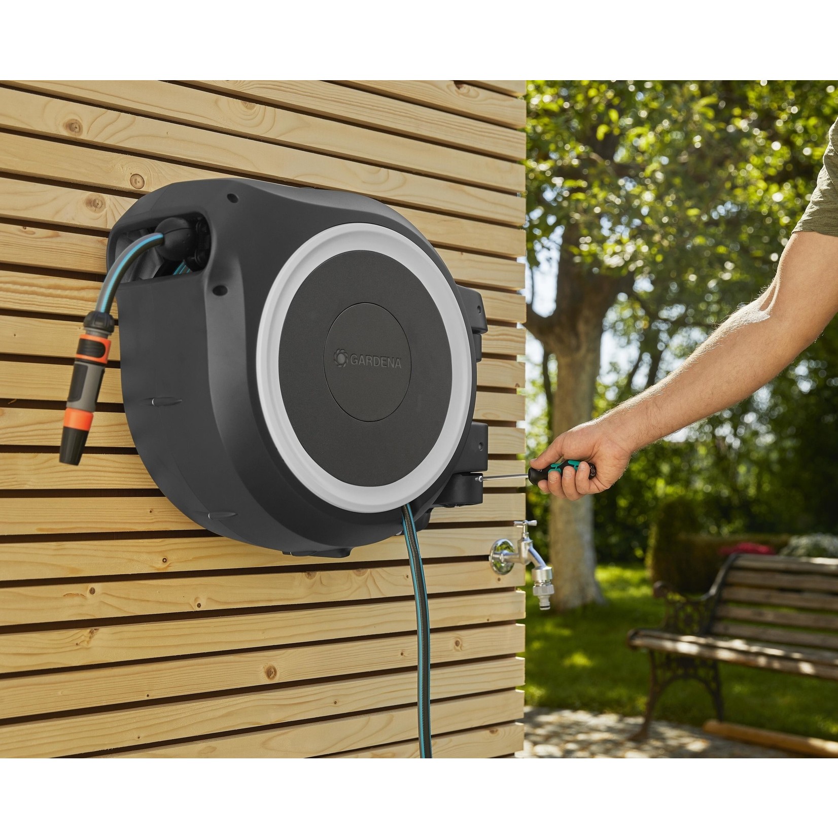 Gardena Gardena Wandslangenbox 25 RollUp M/L wit