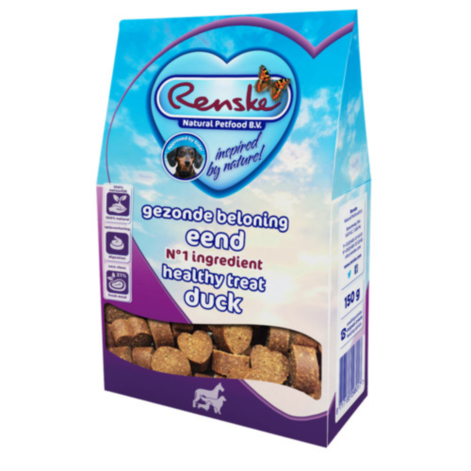 renske Renske gezonde beloning hartjes hond eend  150gr