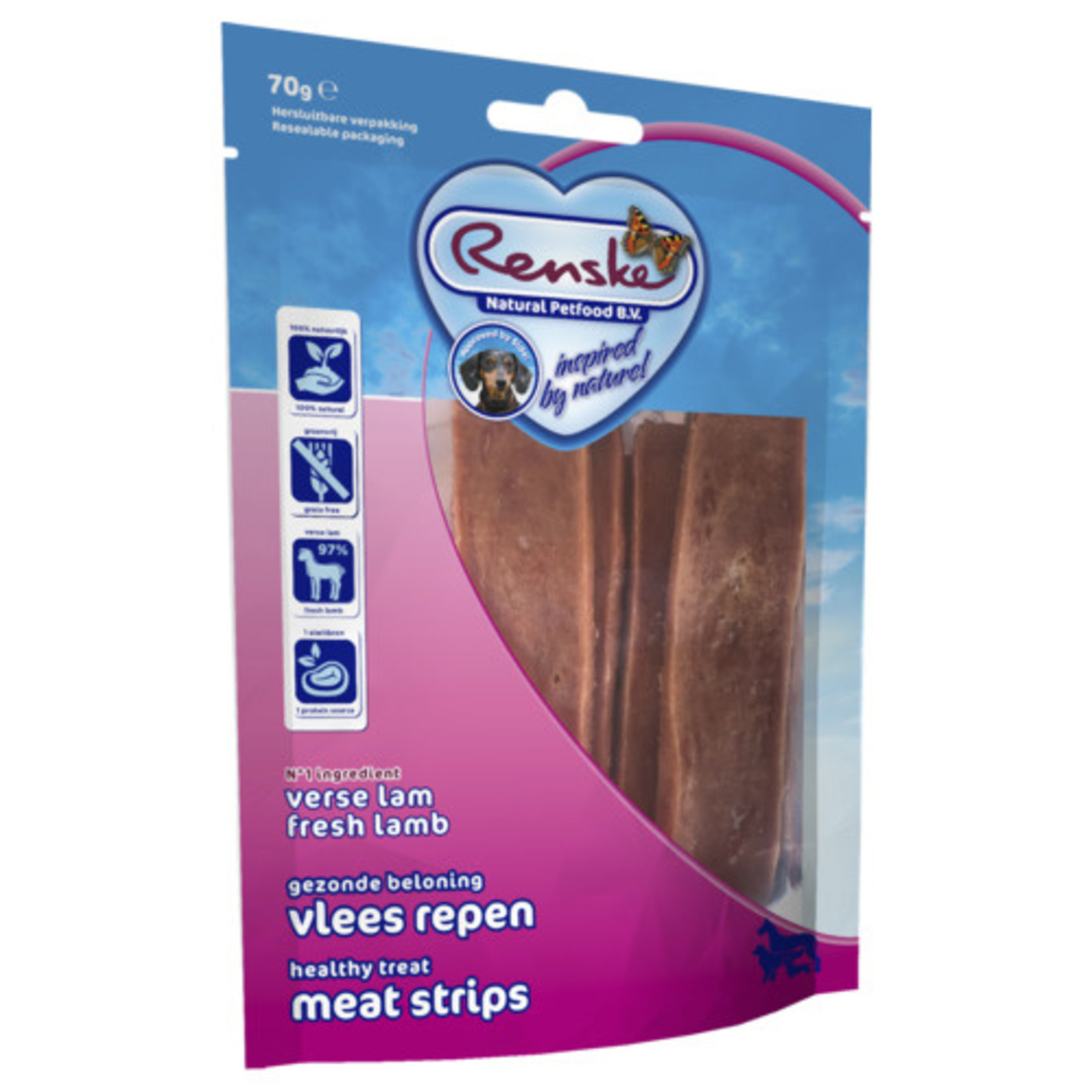 renske Renske gezonde beloning vleesrepen hond lam  70gr