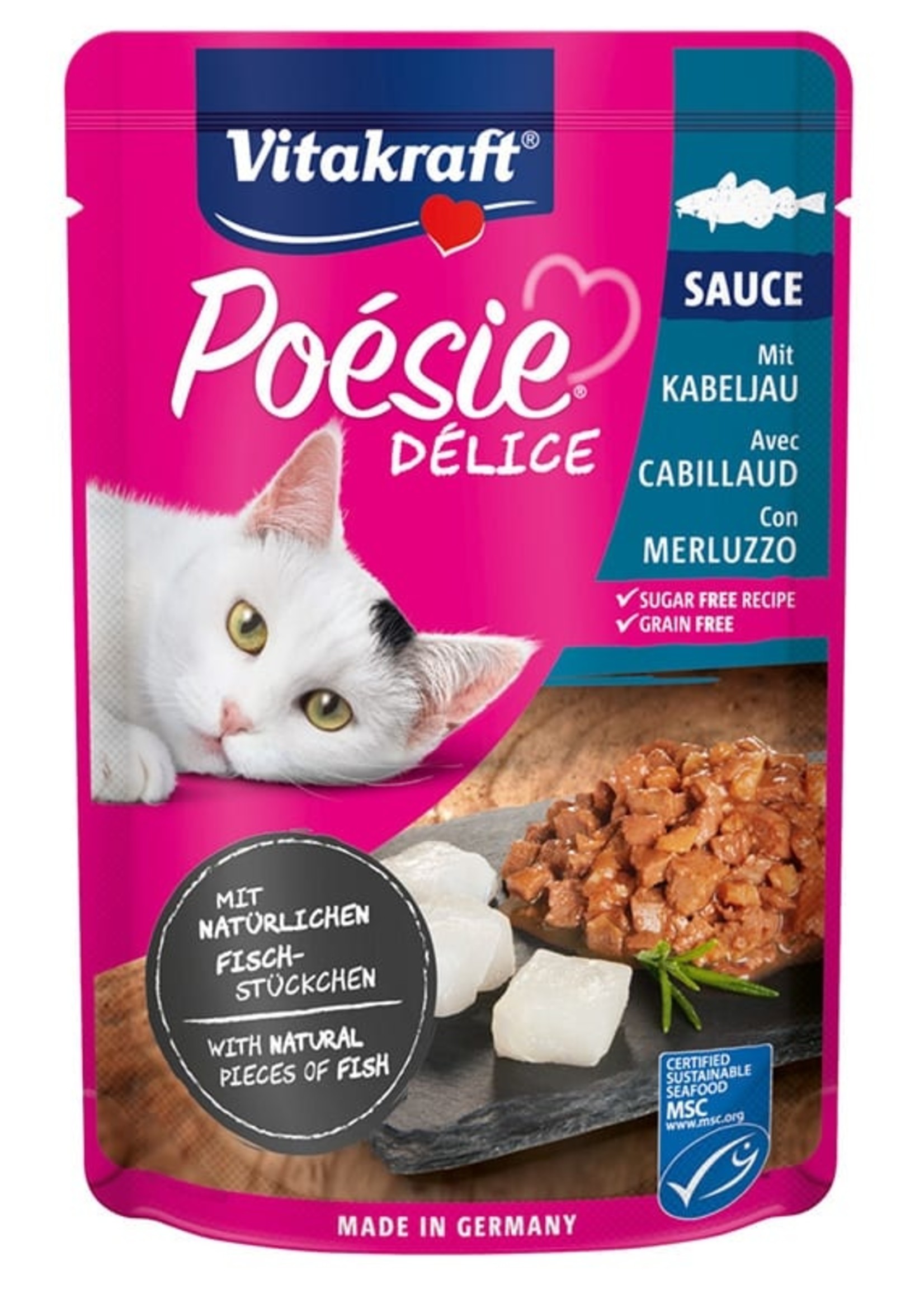 vitakraft Po≈Ωsie D≈ΩliSauce + kabeljauw MSC 85g