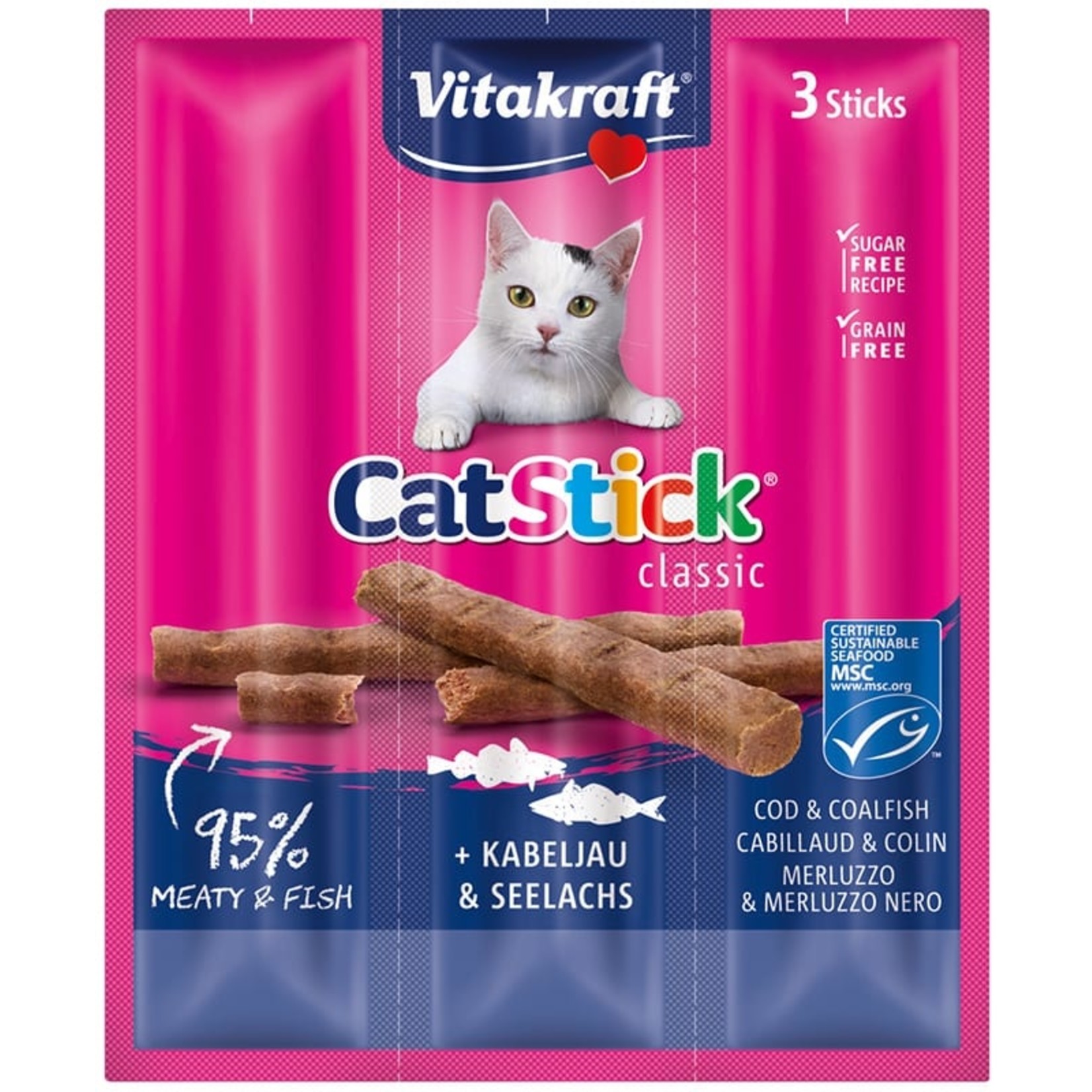 vitakraft Cat Stick x3 kabeljauw/koolvis