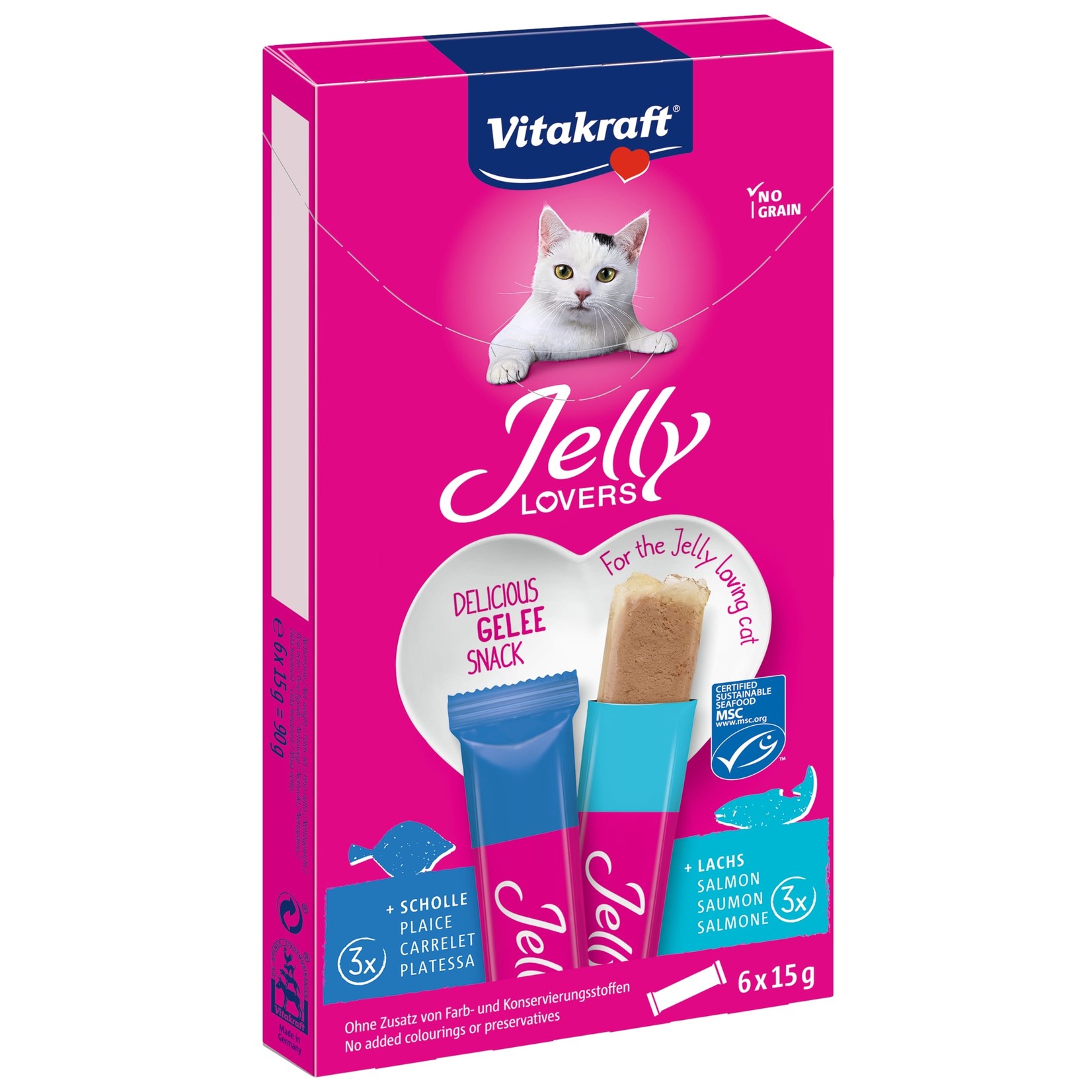 vitakraft Jelly Lovers MP zalm/schol MSC, 6x15g