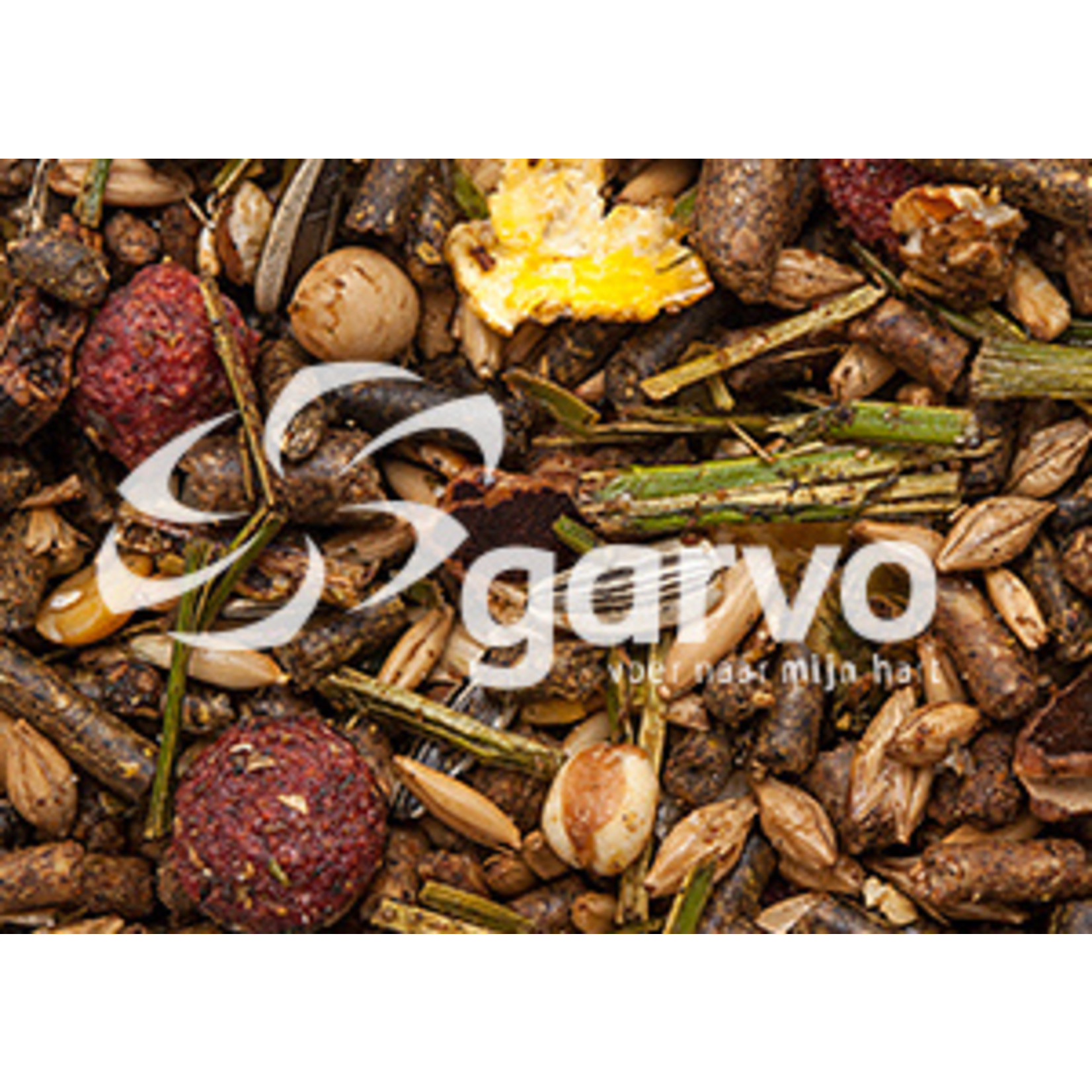 Garvo premium gevarieerde mengeling voor konijnen van alle leeftijdenideaal voor fok- en/of tentoonstellingsdierenmet plantaardige oli‚àö¬¥n (lecithine)voor een glanzende vacht, hoge weerstand en vitaliteitlet op: geef ook altijd onbeperkt ruwvoer