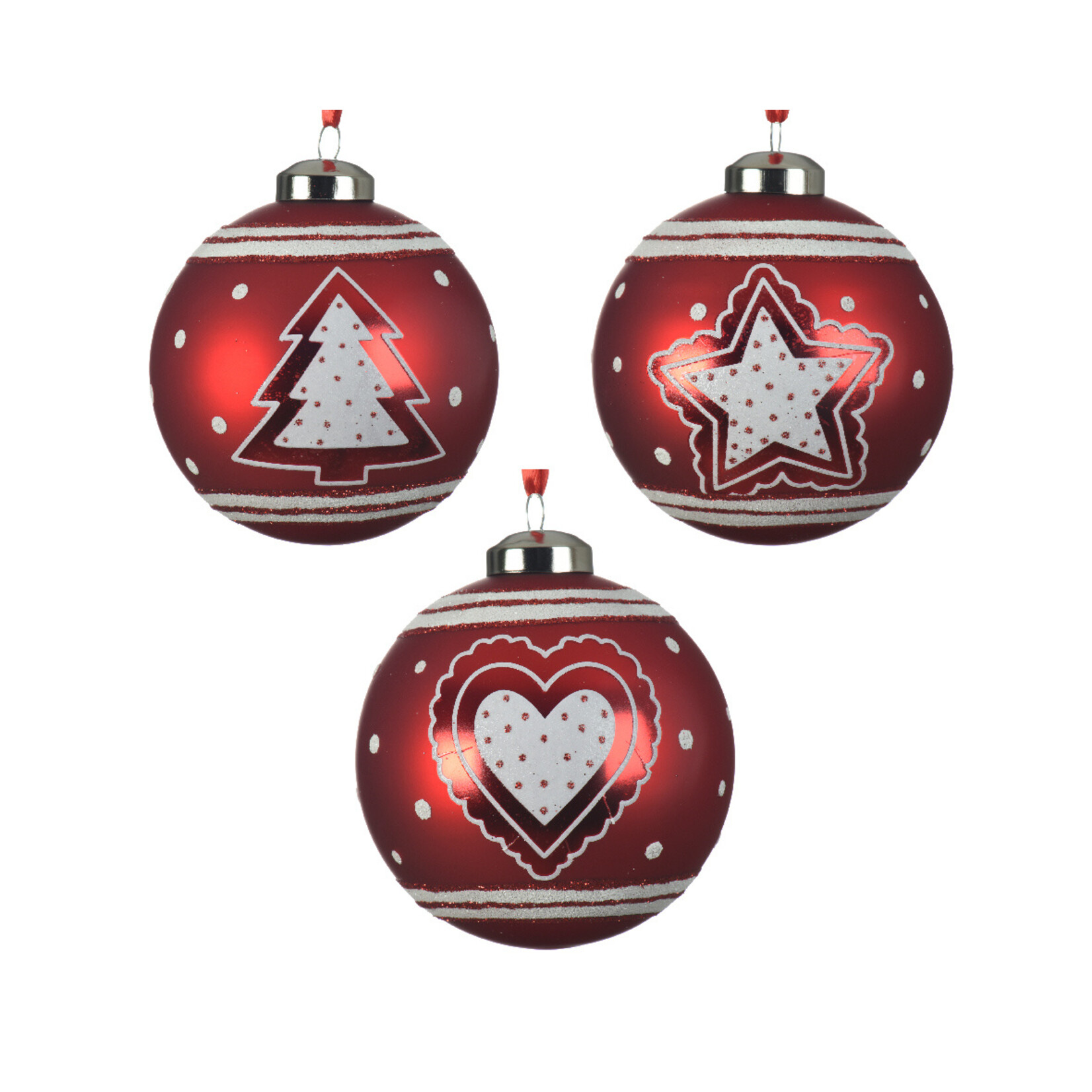 kaemingk Kerstbal glas star tree heart