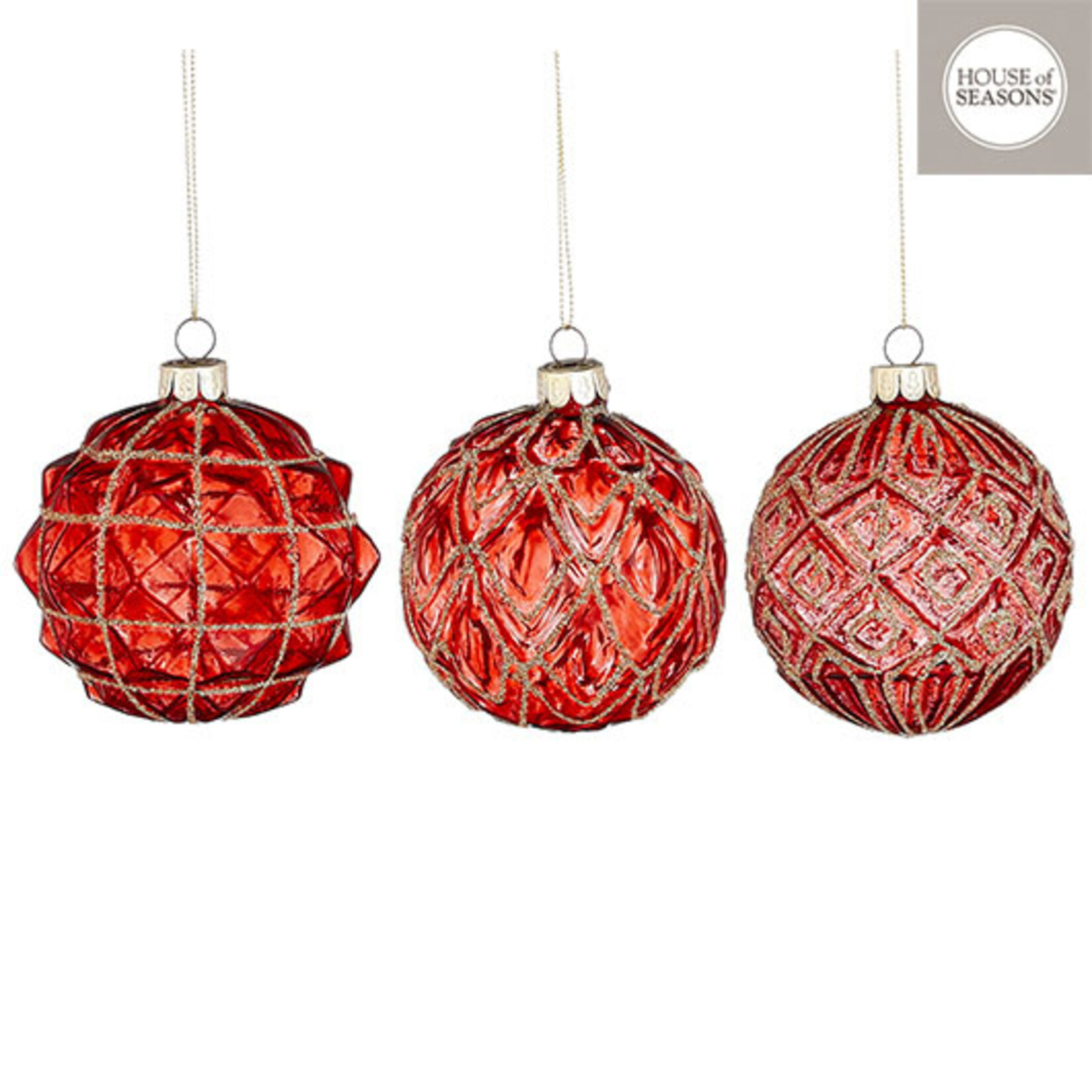 edelman Bal glas rood 3 assorti display - d8cm