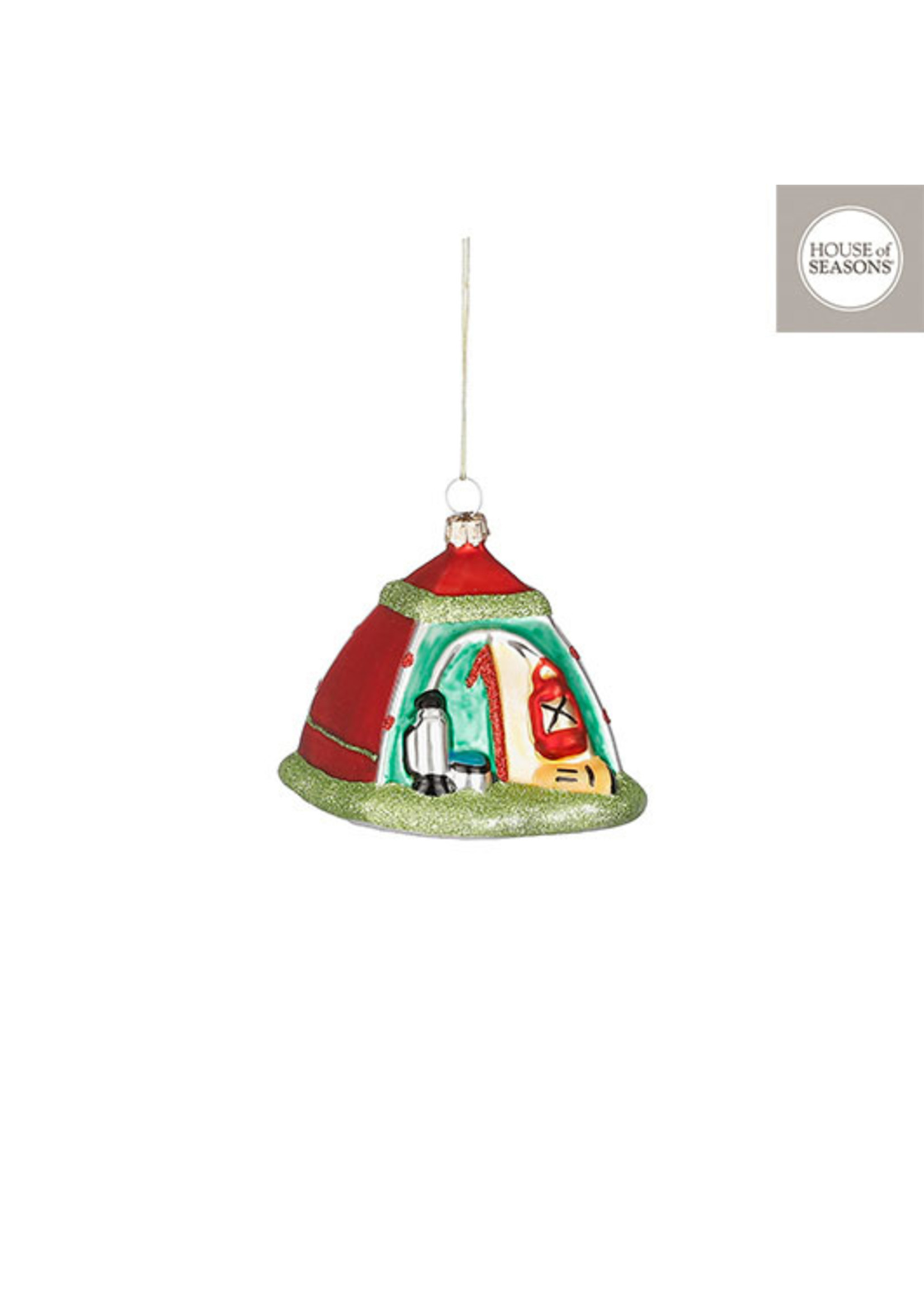 edelman Ornament tent groen - l9,5xb8,5xh8,5cm